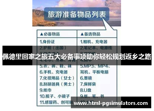 佩德里回家之旅五大必备事项助你轻松规划返乡之路
