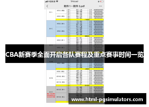 CBA新赛季全面开启各队赛程及重点赛事时间一览