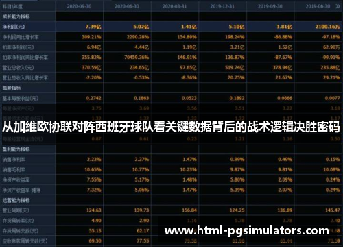 从加维欧协联对阵西班牙球队看关键数据背后的战术逻辑决胜密码